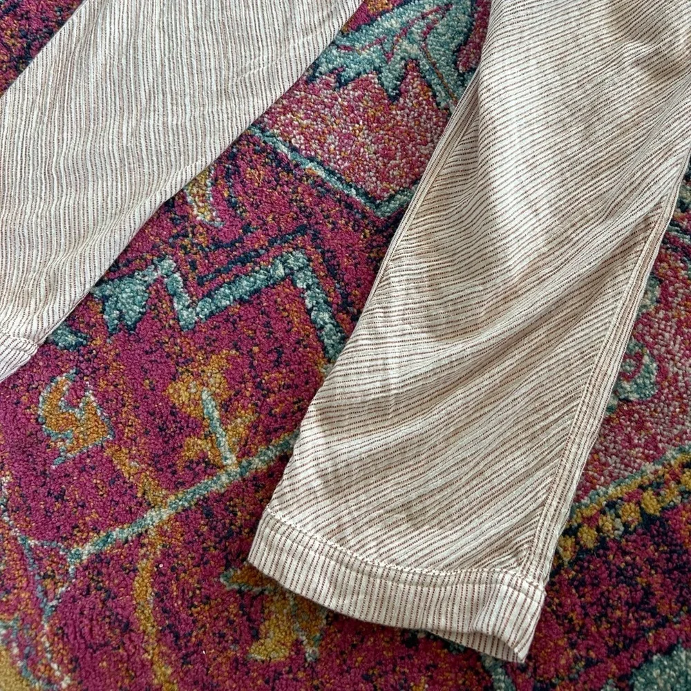 Free People | Women’s amber/cream striped ankle pants, 3 button front, tie belt